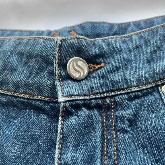 NWOT STELLA MCCARTNEY DARK BLUE VINTAGE WORKWEAR WIDE-LEG CARPENTER DENIM JEANS - Picture 4 of 11